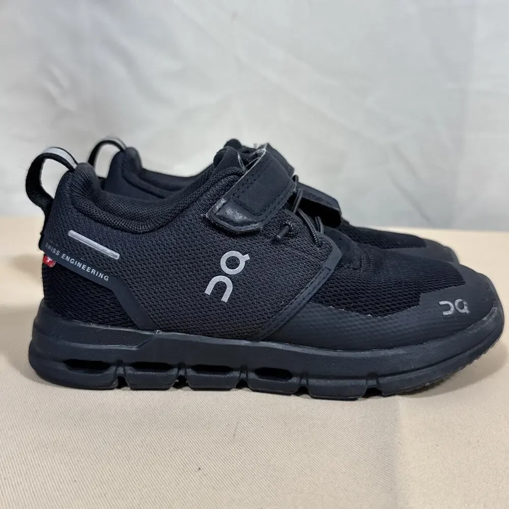 On Cloud Kids 11 Black Sneakers Hook Loop Running Shoes Swiss Engineering